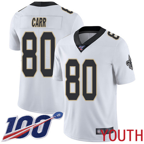 New Orleans Saints Limited White Youth Austin Carr Road Jersey NFL Football #80 100th Season Vapor Untouchable Jersey
